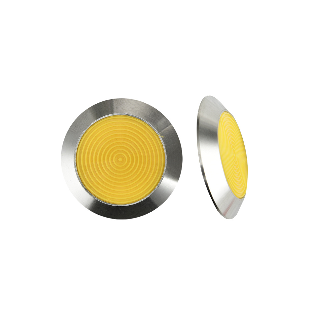 Goujons indicateurs tactiles en acier inoxydable avec insert en PU jaune/noir RY-DS156